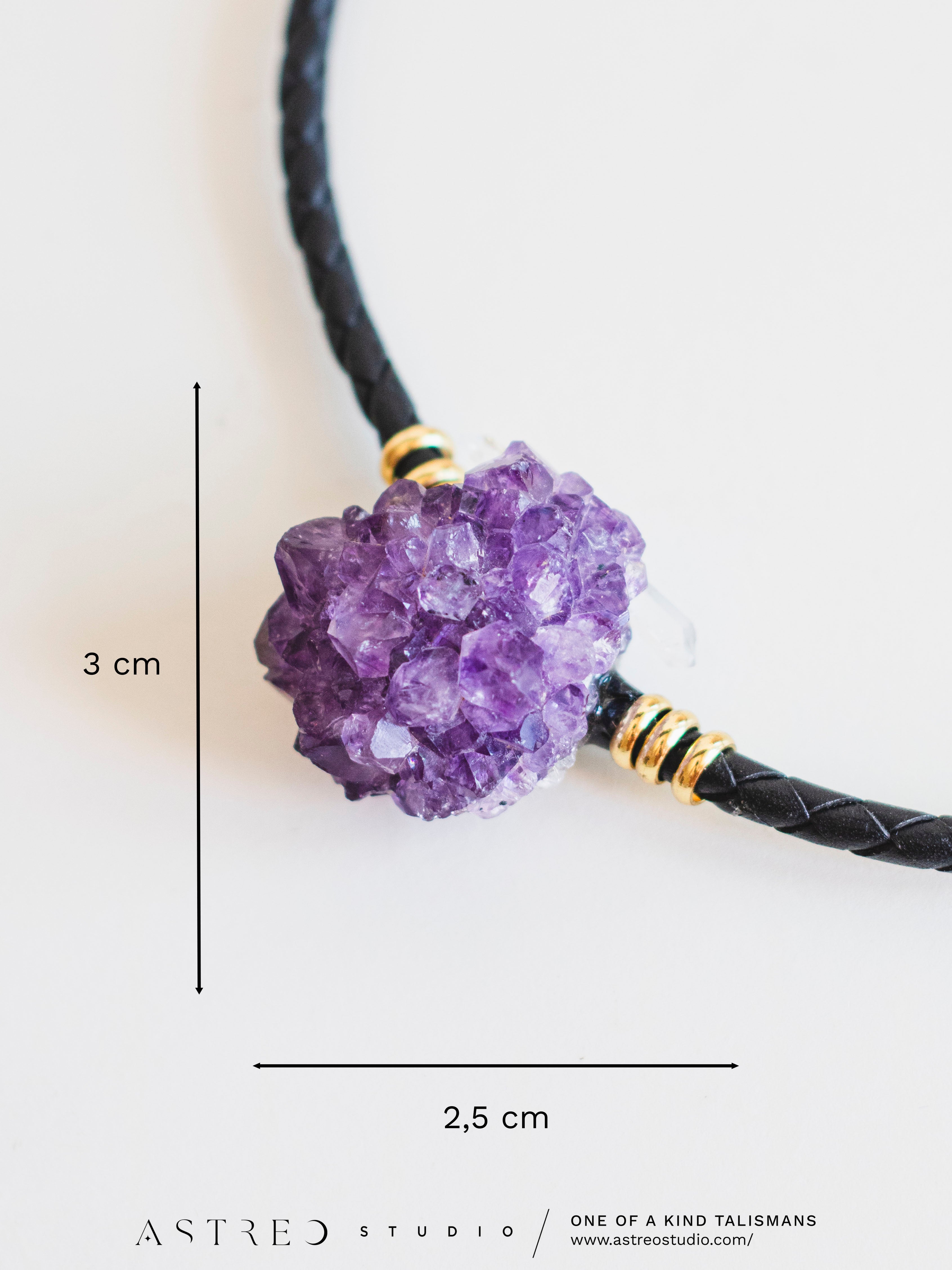 Collar Cuero Flor de Amatista