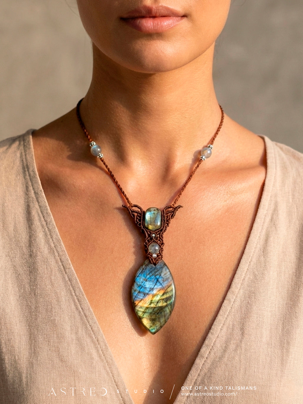 Collar Macrame Labradorita Multi