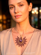 Macrame Mandala Necklace with Ruby and Lepidolite