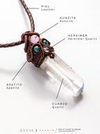 Macramé ketting Master Quartz IV: Plaatvormig met minerale insluitingen