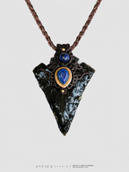 Collar Macrame Lanza de Obsidiana y Lapislazuli