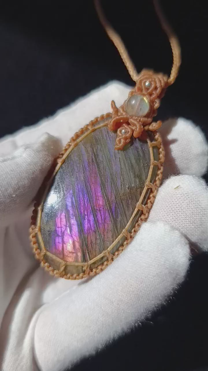 Macramé Labradoriet Ketting XL 