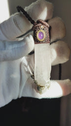 Macramé ketting van chlorietkwarts en amethist