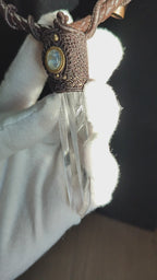 Macramé kwarts ketting met chloriet en sterrobijn 