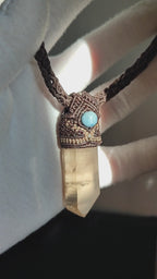 Macramé ketting met Twin Master Quartz en maansteen
