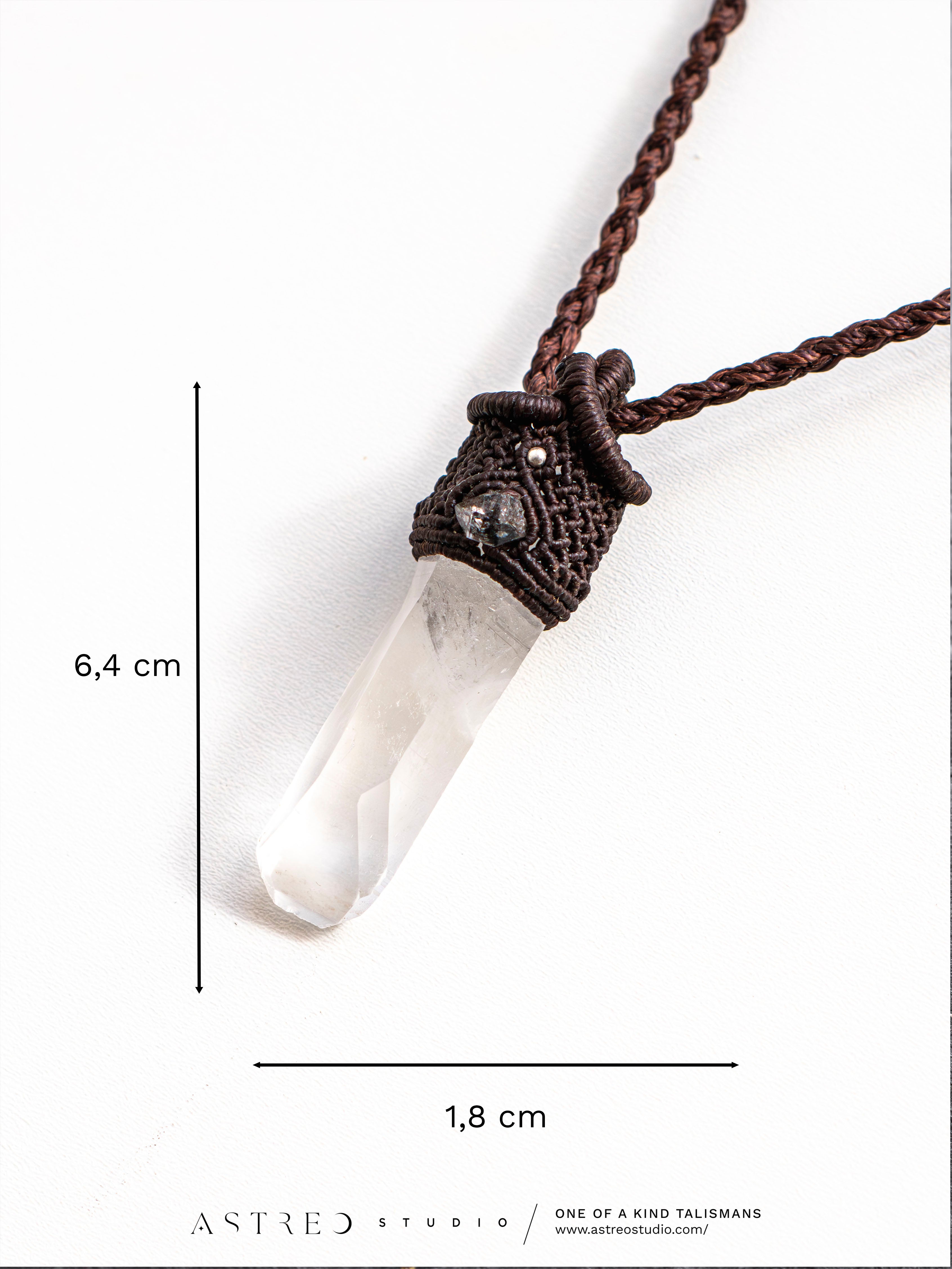 Collar Macrame Cuarzo Maestro V: Lemuriano Ventana y Herkimer