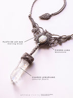 Collar Macrame Cuarzo Lemuriano y Piedra Luna