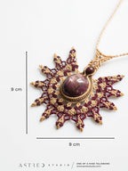 Collar Macrame Mandala con Rubi y Lepidolitas